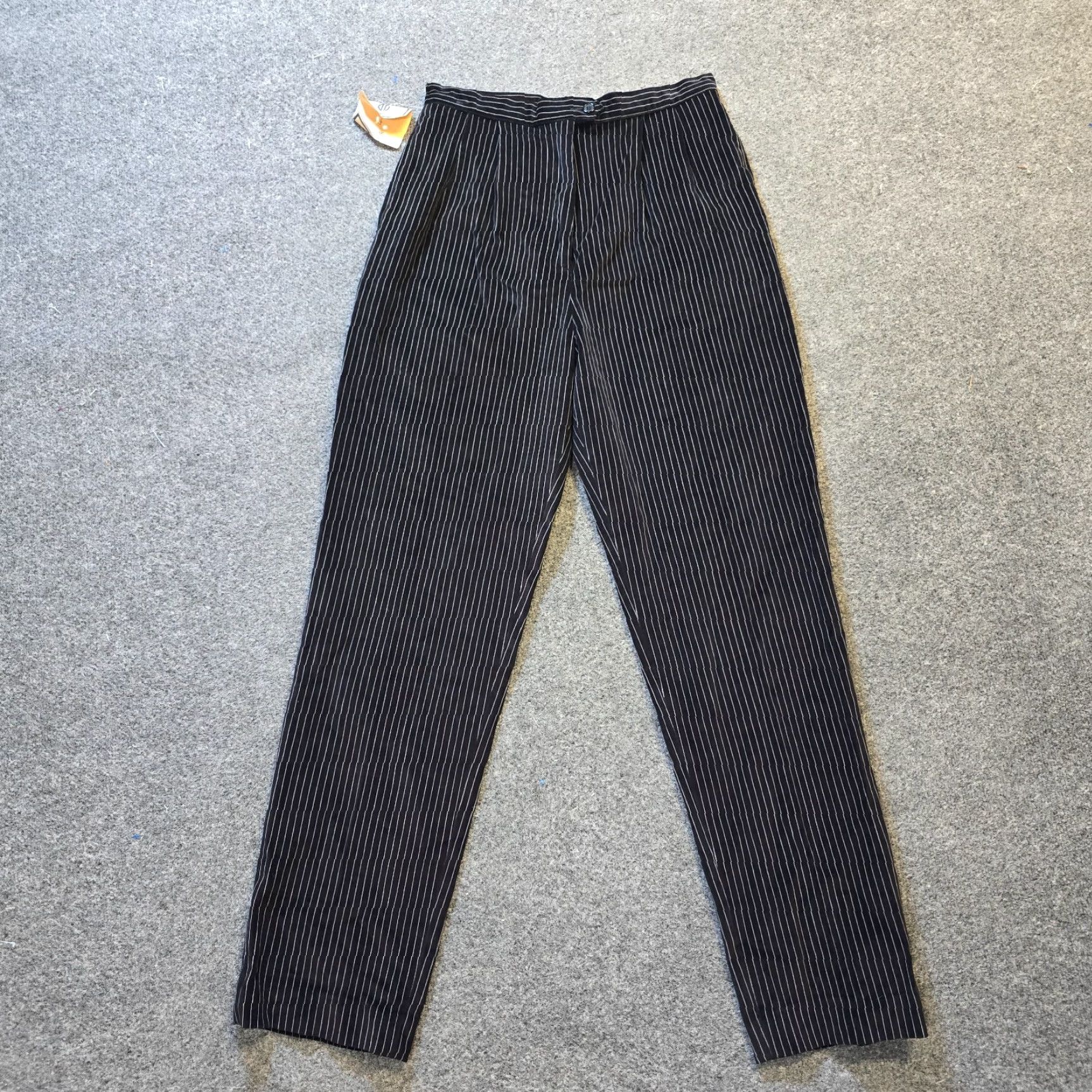 Bill Blass VINTAGE Bil Blass Pants Womens Size 12 Black Velour Striped Tapered Pleated 90s Womens Size 34" / US 12 / IT 48 - 2 Thumbnail