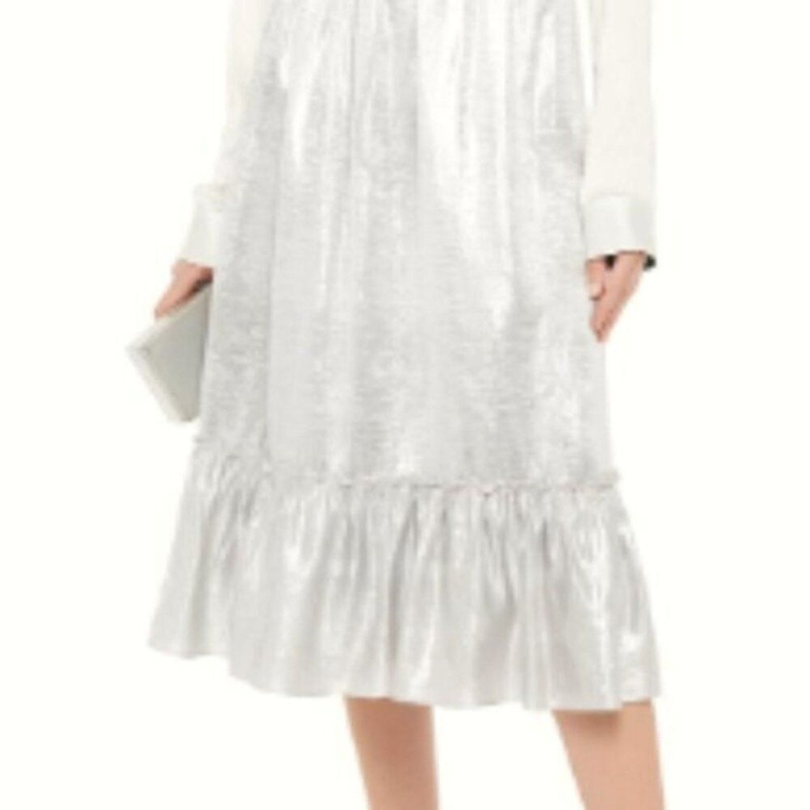 Shrimps Shrimps Pearl bow embellished metallic skirt silver Size 30" / US 8 / IT 44 - 11 Thumbnail