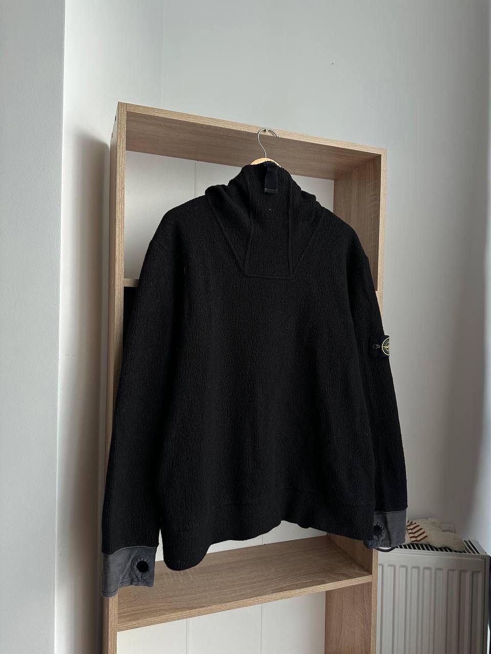Stone Island × Vintage Vintage Stone Island Ninja Black Wool Hoodie Size US L / EU 52-54 / 3 - 12 Thumbnail