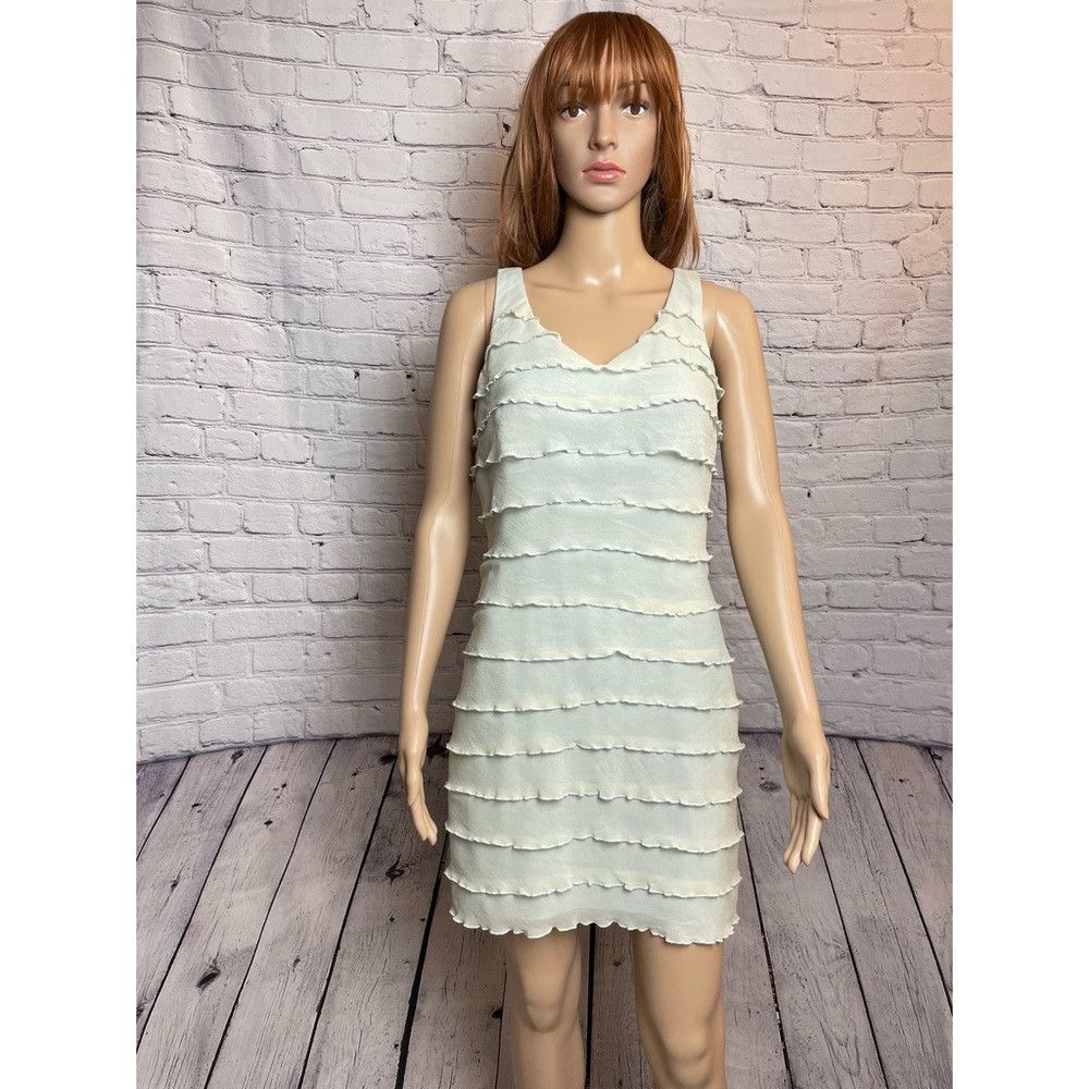 Other Chetta B Baby Blue Silk Ruffle Mini Dress Size 6 Size M / US 6-8 / IT 42-44 - 1 Thumbnail