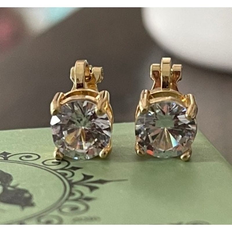 Unknown London Thunaraz 14K Zirconia Gold Clip On Earrings Hypoallergenic Size ONE SIZE - 1 Thumbnail