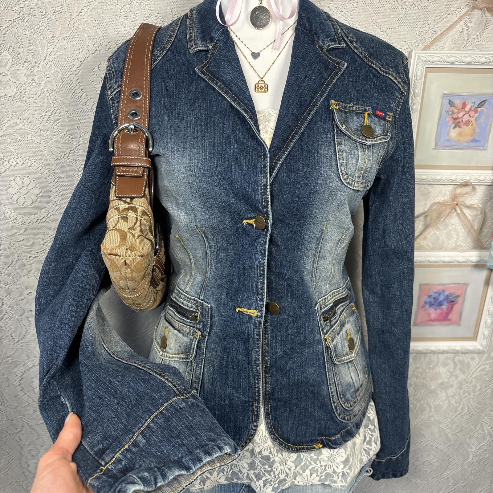 Other y2k dark wash denim jean jacket Size XL / US 12-14 / IT 48-50 - 3 Thumbnail