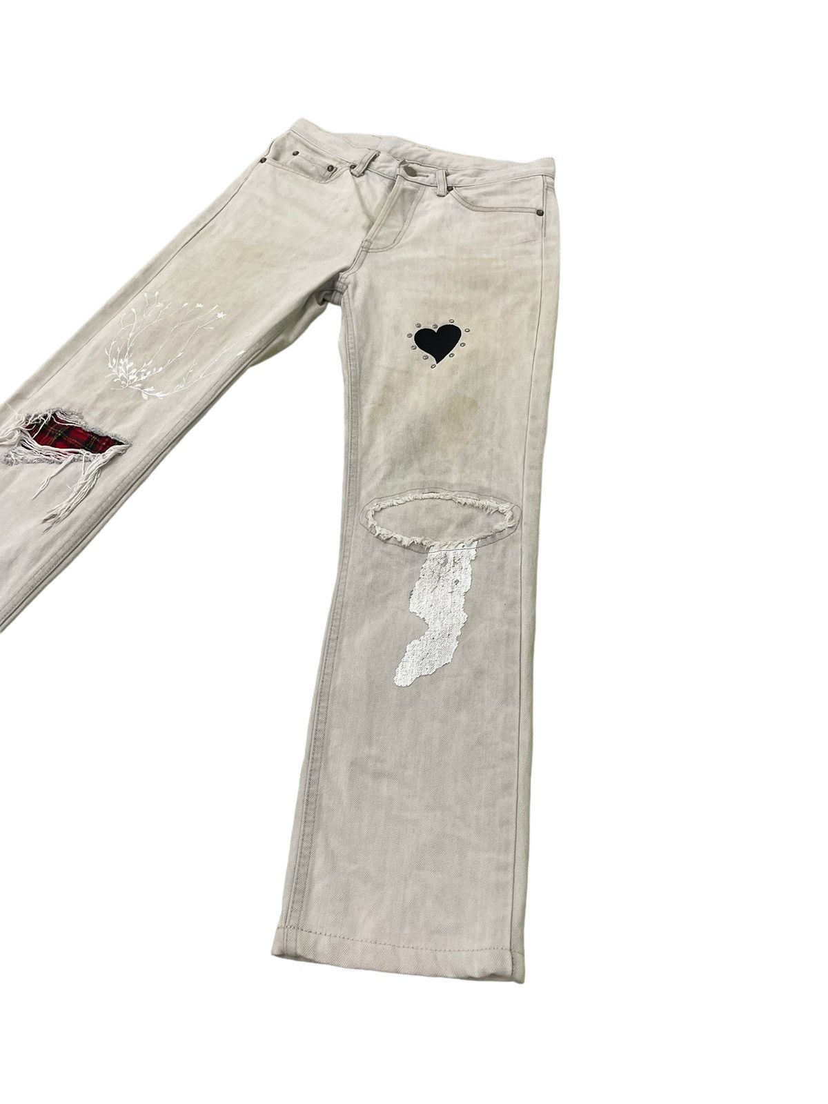 Japanese Brand Distress Jeans Naked Bunch Embroydered Regular Fit 7🟦9 Size US 28 / EU 44 - 3 Thumbnail