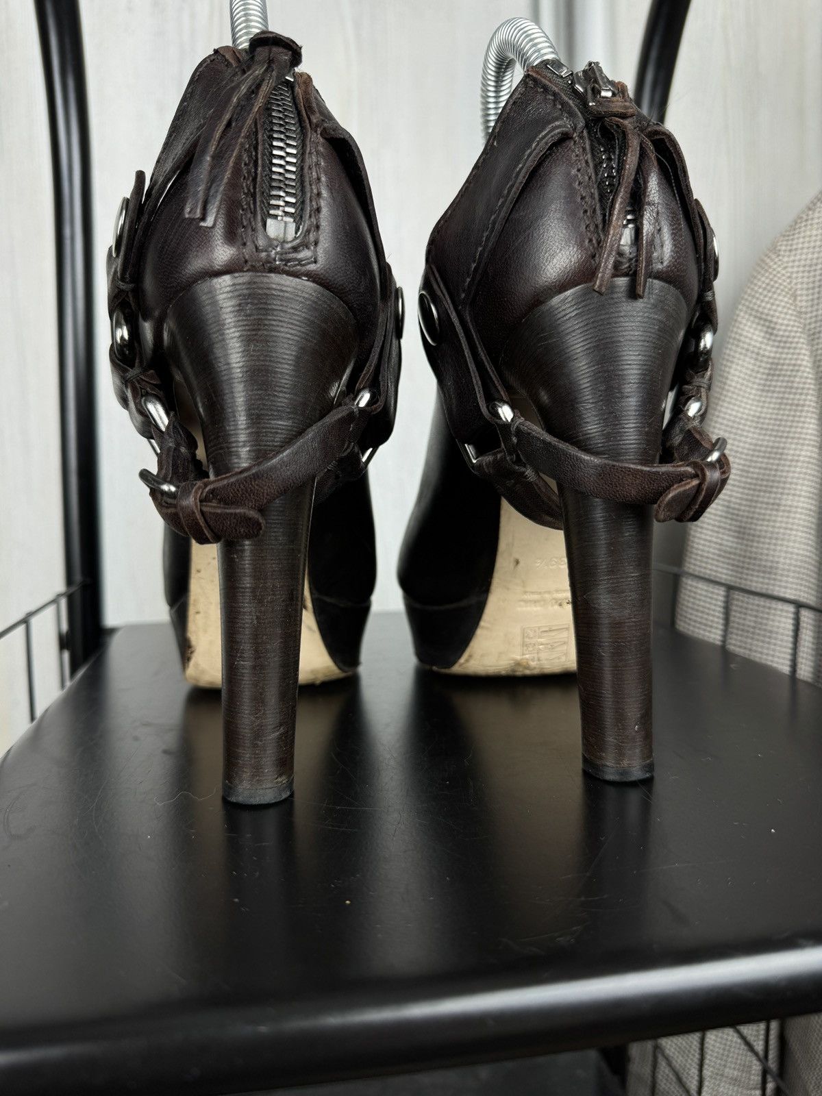 Miu Miu MIU MIU Biker Pumps Boots Heels Women's Brown Leather 39.5 Size US 9.5 / IT 39.5 - 13 Thumbnail