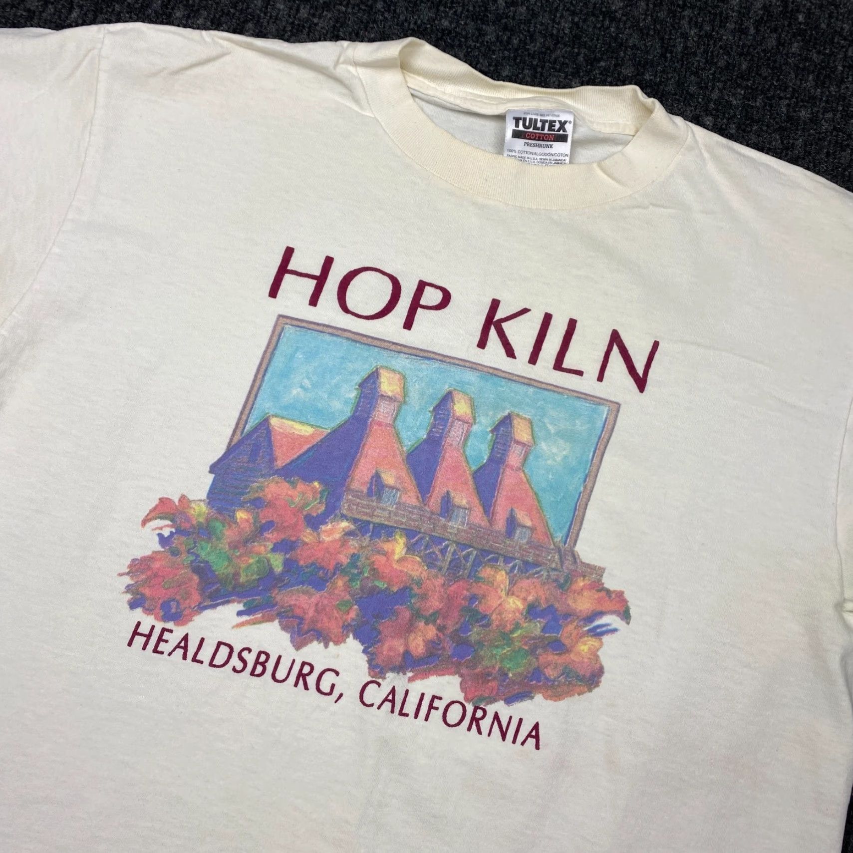 Tultex VINTAGE Tultex T-Shirt Beige Cream California USA Short Sleeve Crew Neck L Unisex Adults 90s Hippie Outdoor Graphic Print Size US L / EU 52-54 / 3 - 2 Thumbnail