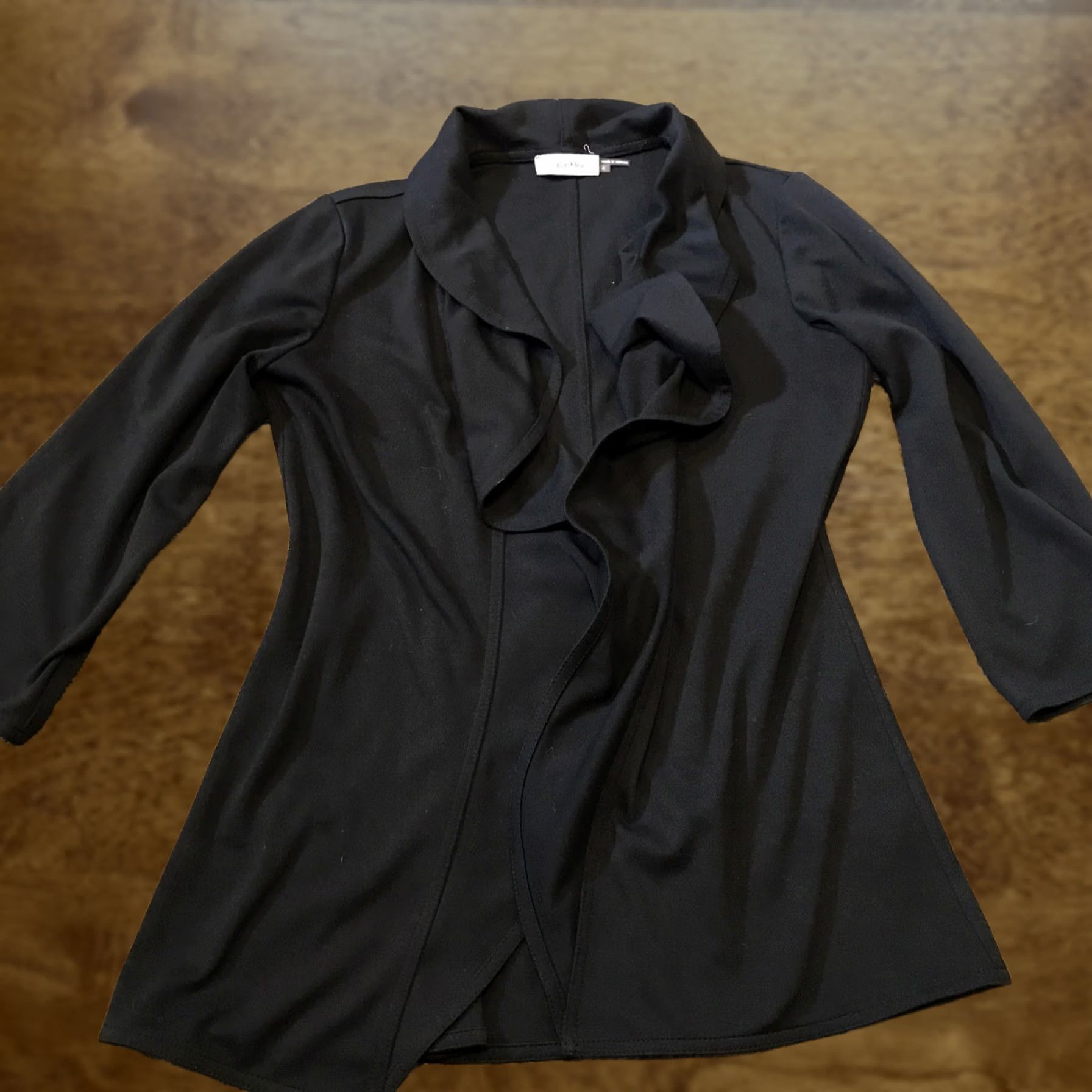 Calvin Klein Calvin Klein Cardigan Womens Size 4 Black Open Polyester Blend Long Sleeve Crew Neck Sweater Size S / US 4 / IT 40 - 1 Thumbnail