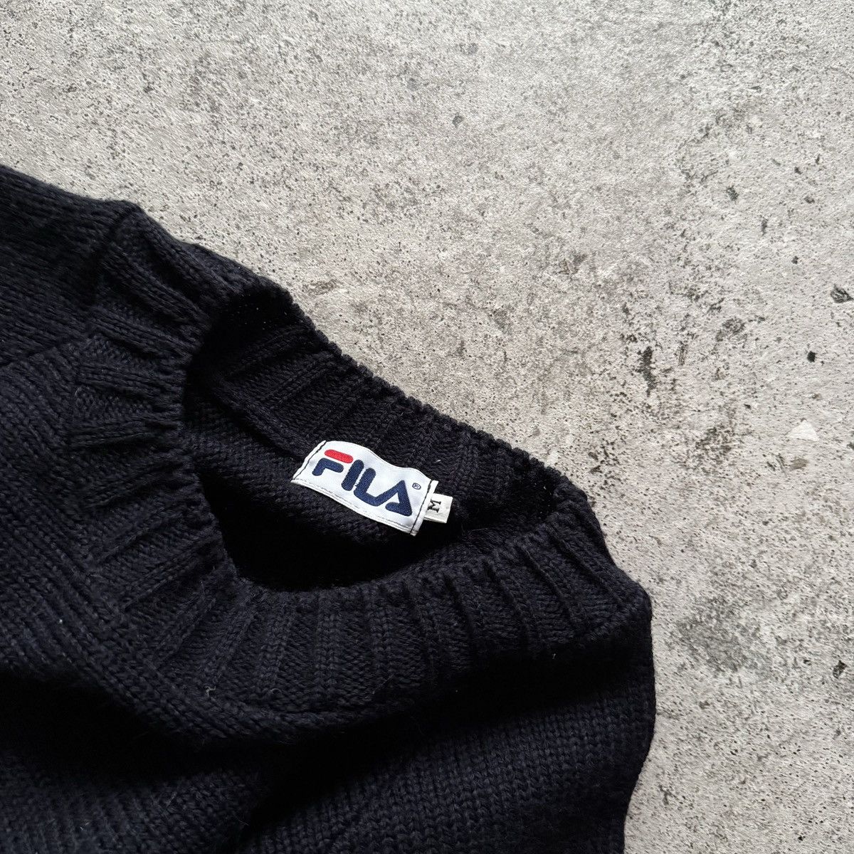 Fila Fila Mens Vintage Navy Blue Big Logo Knit Sweater Jumper Size US M / EU 48-50 / 2 - 6 Thumbnail