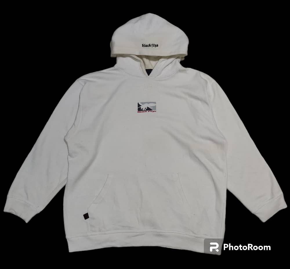 image of Shortys Skateboards x Vintage Black Flys Skate Hoodie in White, Men's (Size Large)