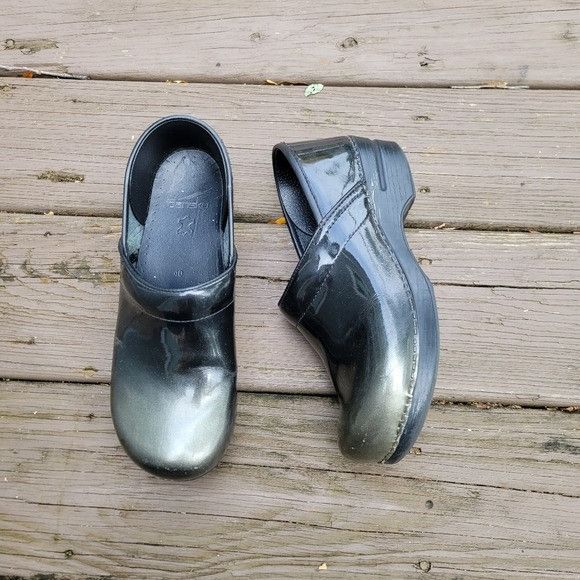 Dansko Professional Black Silver Metallic Ombre Patent Leath