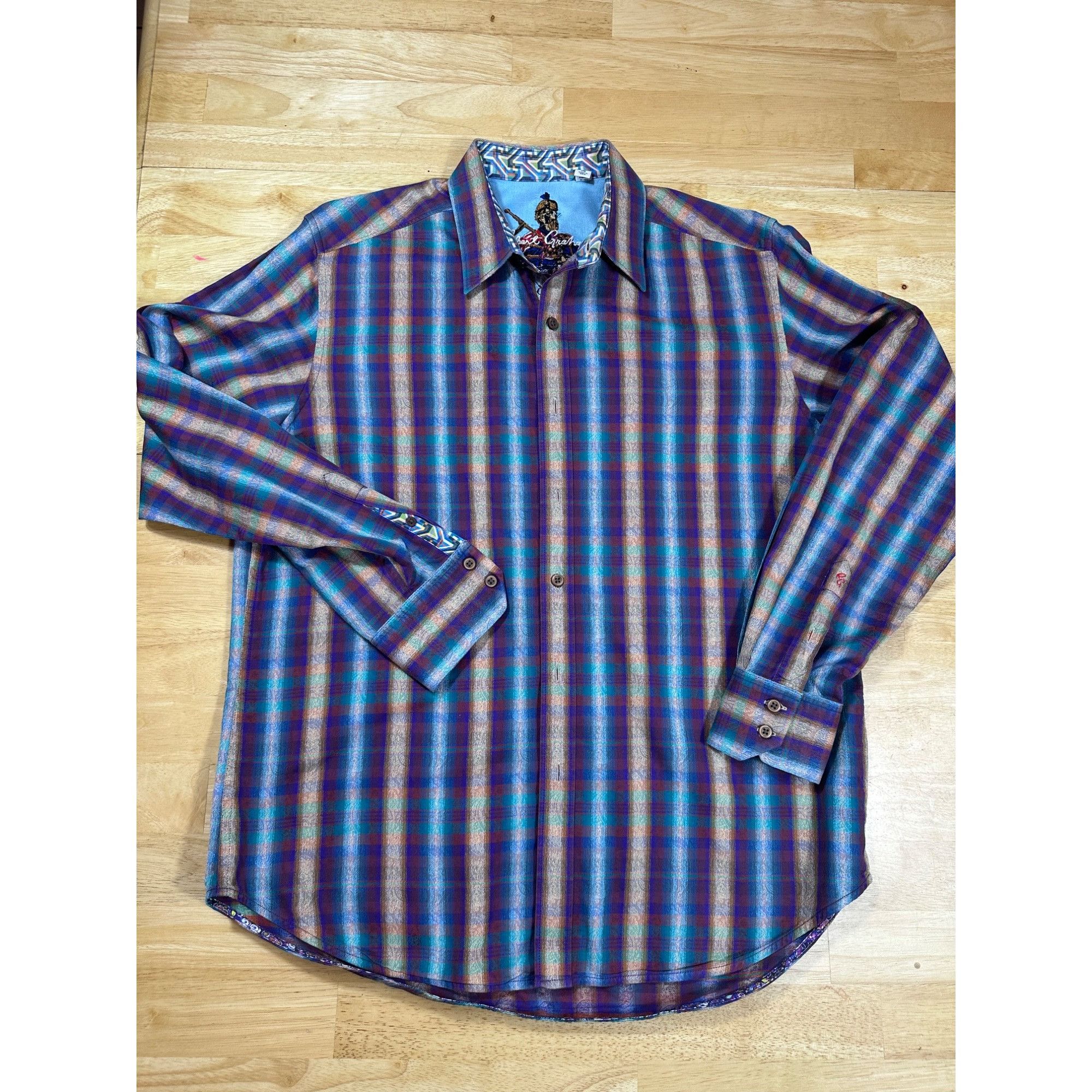Robert Graham Robert Graham Purple Beige Plaid Men's Long Sleeve Button Do Size US M / EU 48-50 / 2 - 1 Thumbnail
