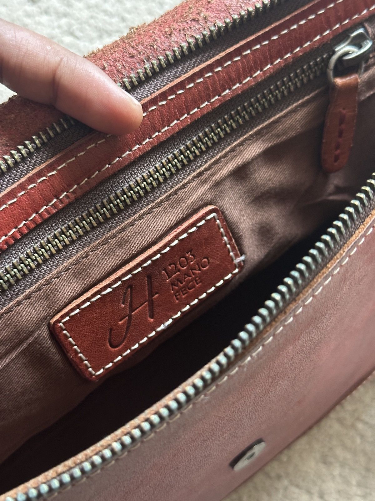 Comme des Garcons Homme Vintage Japan made Red Leather Patina Sling Bag Size ONE SIZE - 6 Thumbnail