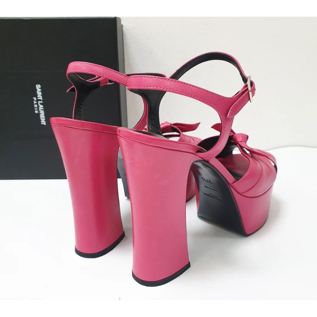 Saint Laurent Paris Saint Laurent Pink Candy Leather Platform Sandals Size 37.5 Size US 6.5 / IT 36.5 - 5 Thumbnail