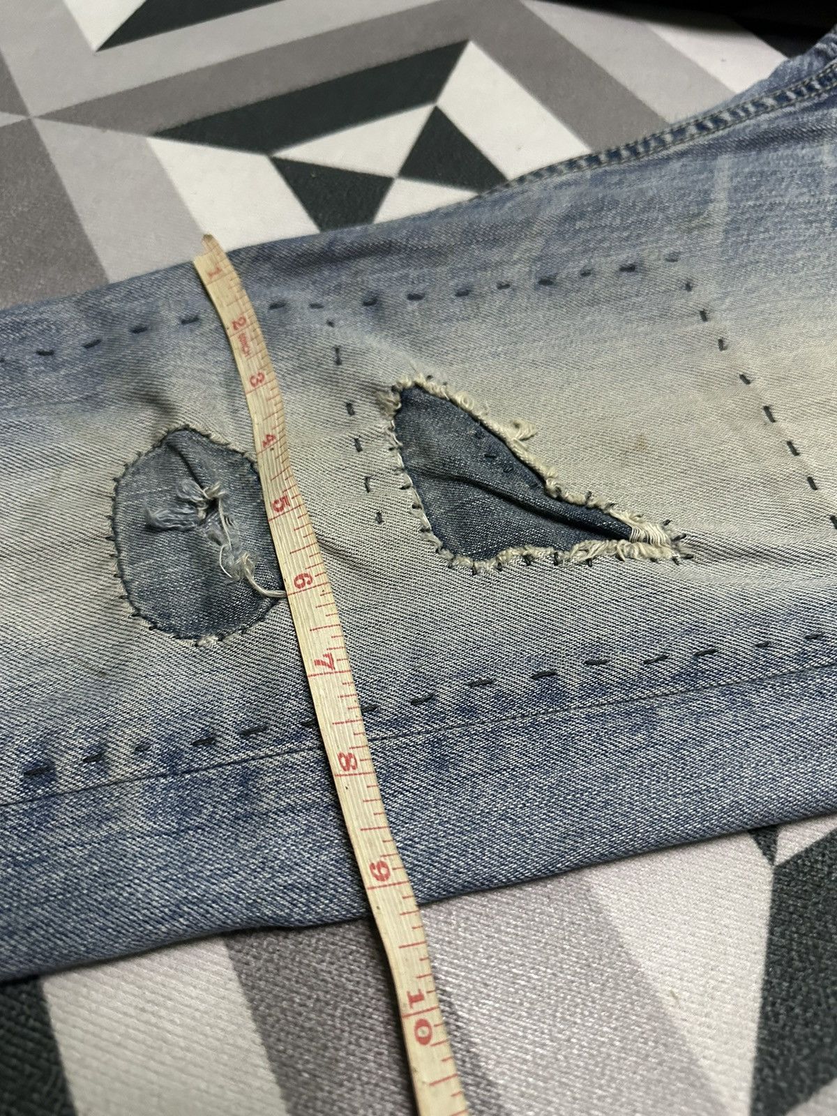 Blue Blue Japan H.R market blue blue sashiko boro blue denim jeans Size US 32 / EU 48 - 13 Thumbnail