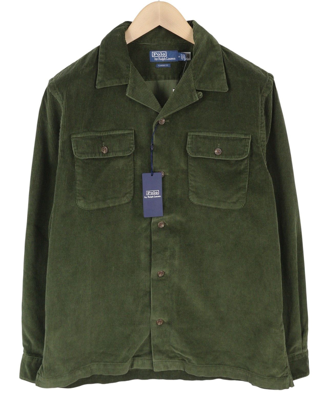 Ralph Lauren M Green Corduroy Fit Patch Pockets Logo Shirt 86988 Size US M / EU 48-50 / 2 - 1 Thumbnail