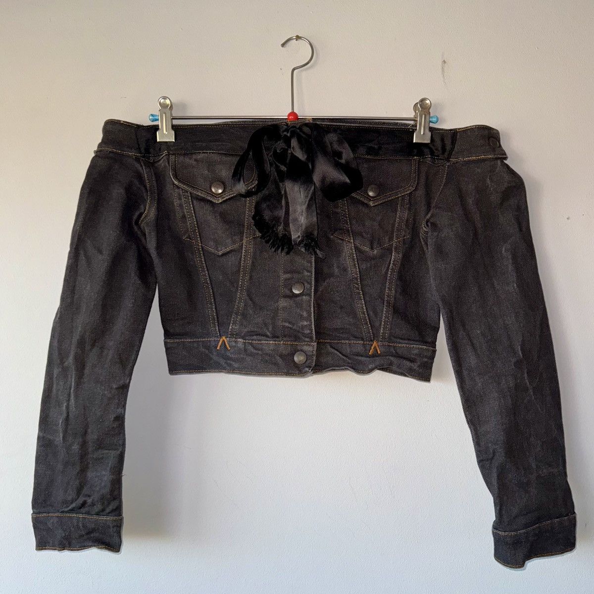 Jean Paul Gaultier Vintage 90s Gaultier Junior Off Shoulder Jacket Denim Top Size M / US 6-8 / IT 42-44 - 2 Thumbnail