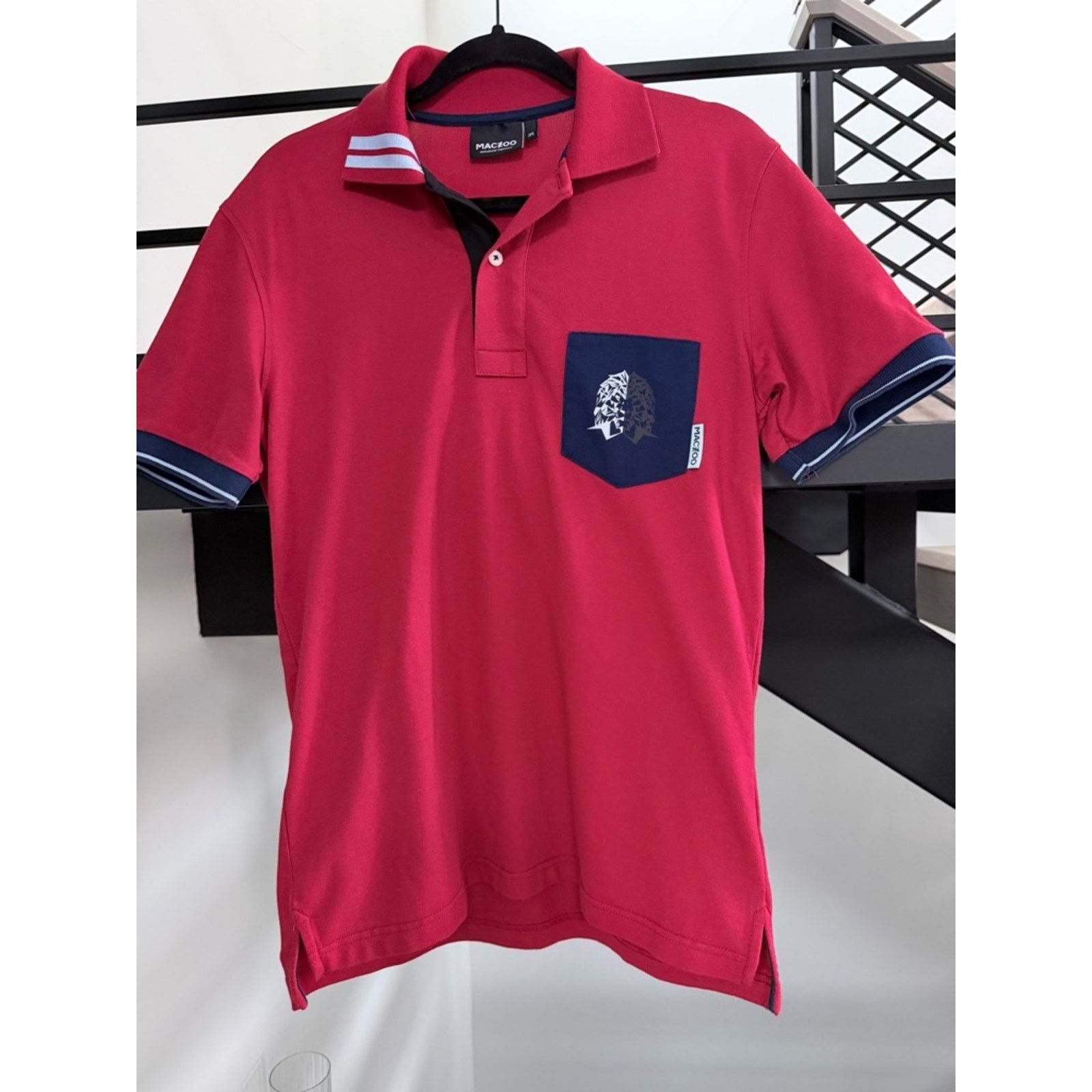 Maceoo Men's Maceo Red Polo Shirt with Navy Pocket and lion 🦁 S Size US S / EU 44-46 / 1 - 7 Thumbnail