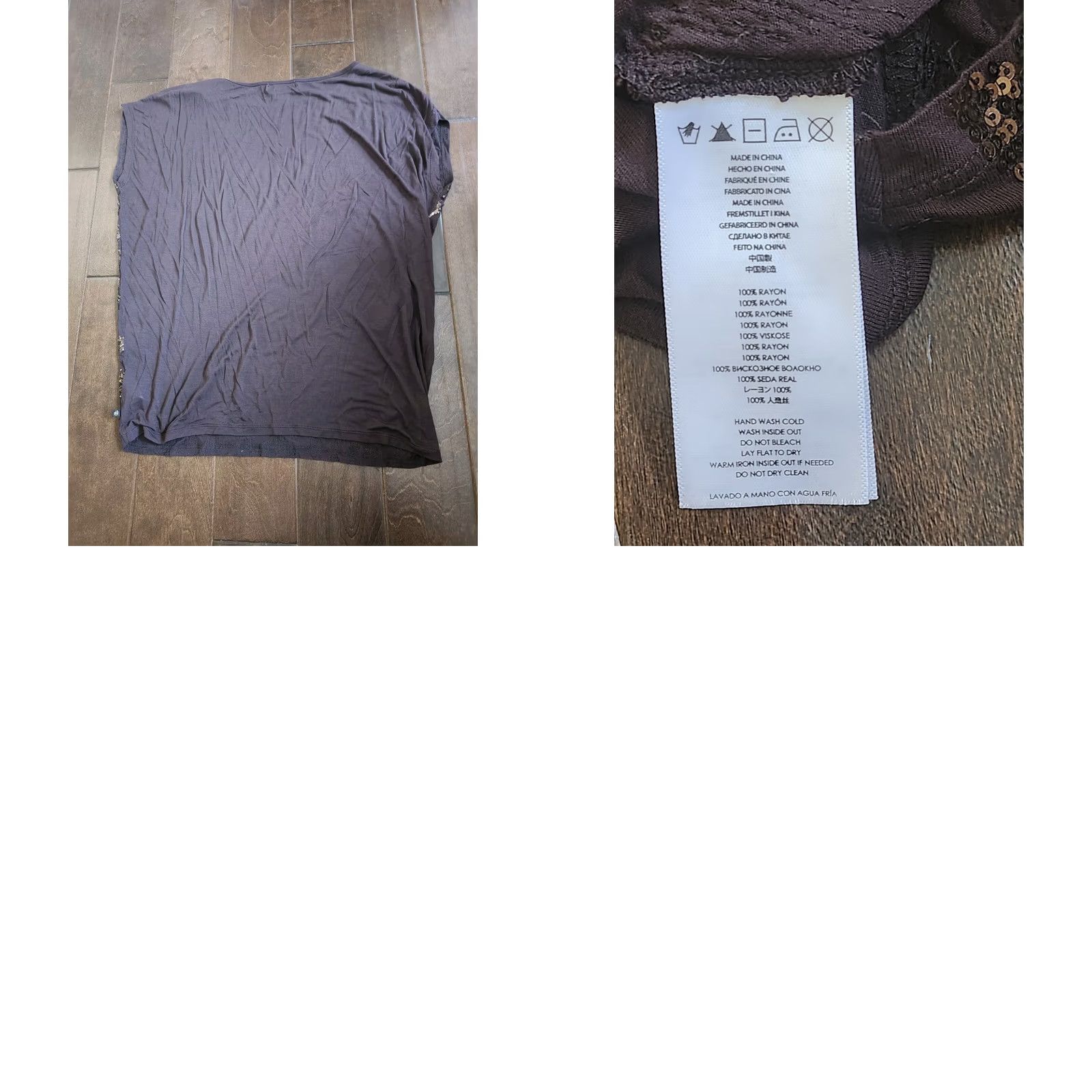 Michael Kors Michael Kors Women's Blouse - Floral Brown - Size L - Short Sleeve - Pullover - Regular Fit - All Seasons - Women Size L / US 10 / IT 46 - 9 Thumbnail