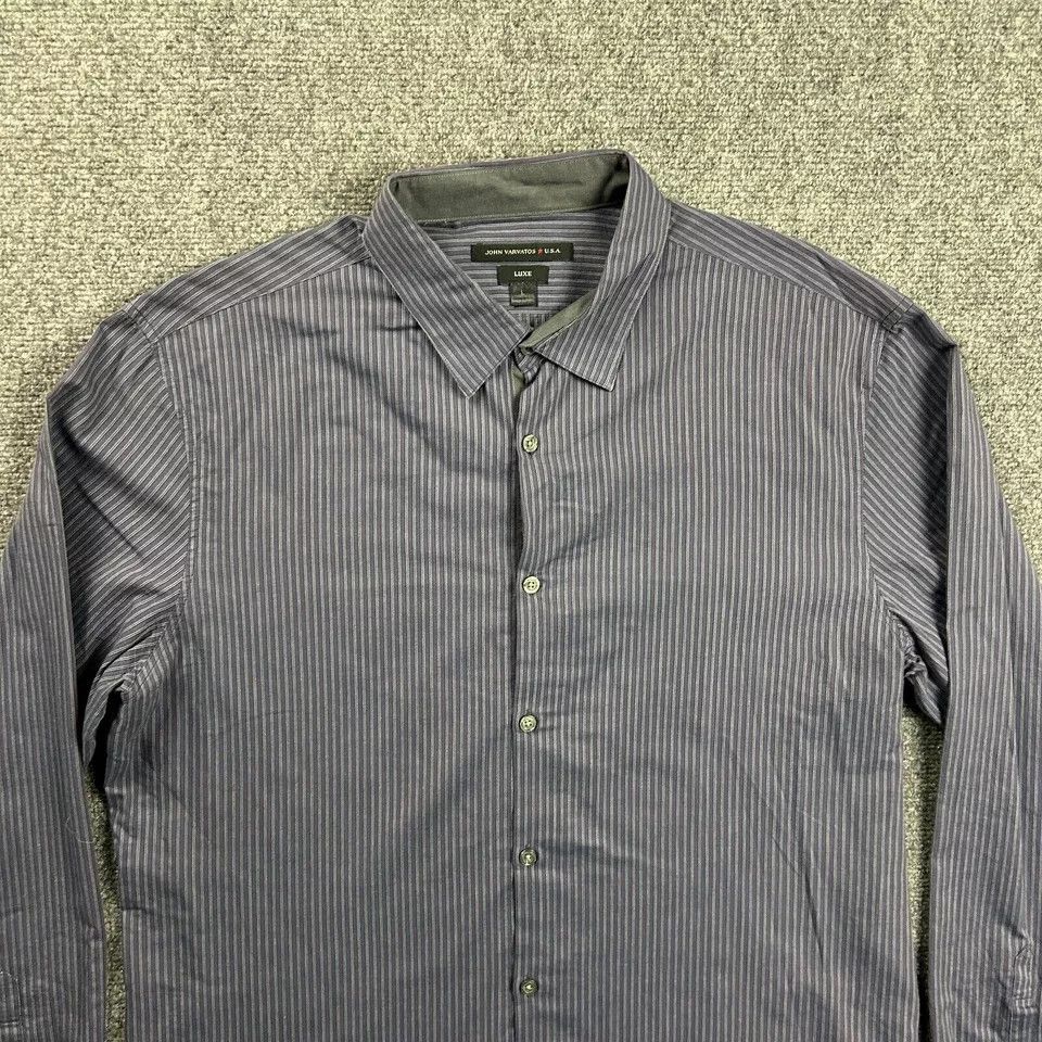 John Varvatos John Varvatos Shirt Mens Large Purple Striped Luxe Button Up Size US L / EU 52-54 / 3 - 2 Thumbnail