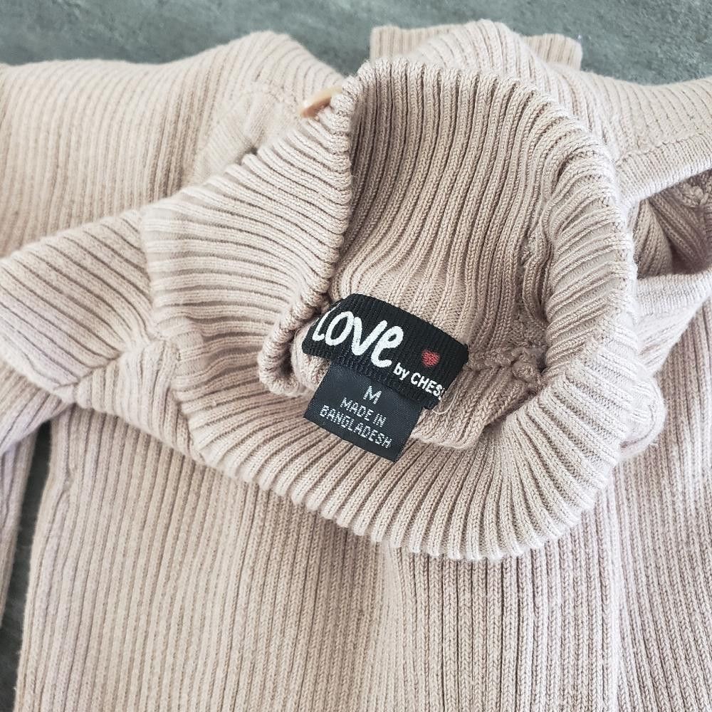 Designer Light Chocolate LBC Cold Shoulder Turtleneck Sweater Size M / US 6-8 / IT 42-44 - 3 Thumbnail