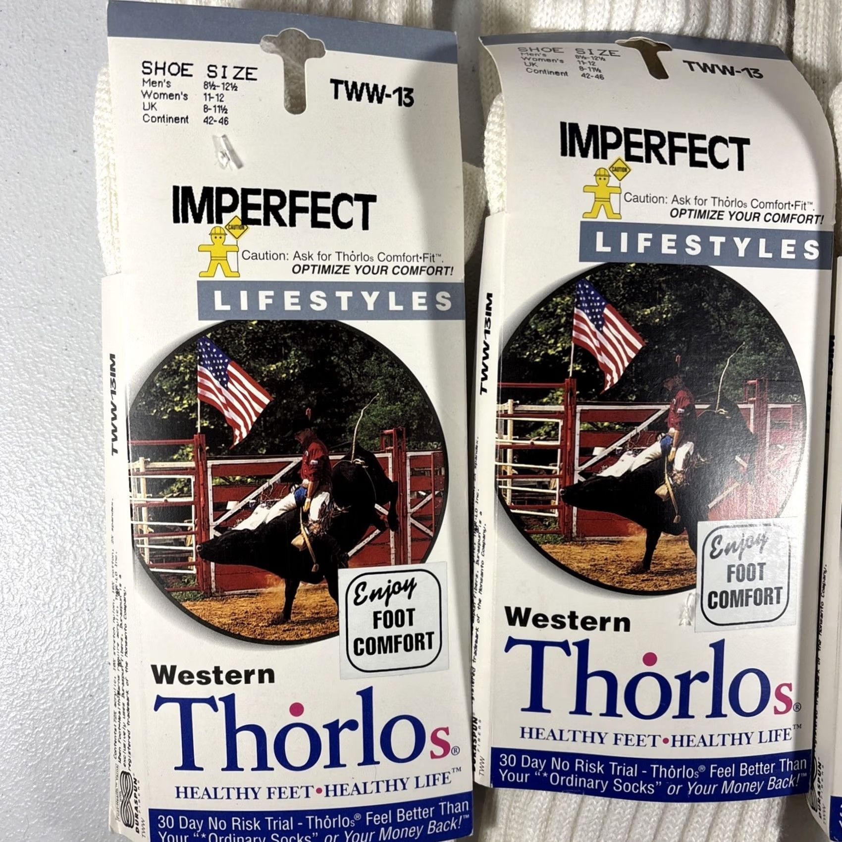 Vintage Thorlos Socks Western 8.5-12.5 Men Calf White 90s USA Solid Mid Calf 8 Pairs TWW-13 Size ONE SIZE - 4 Thumbnail