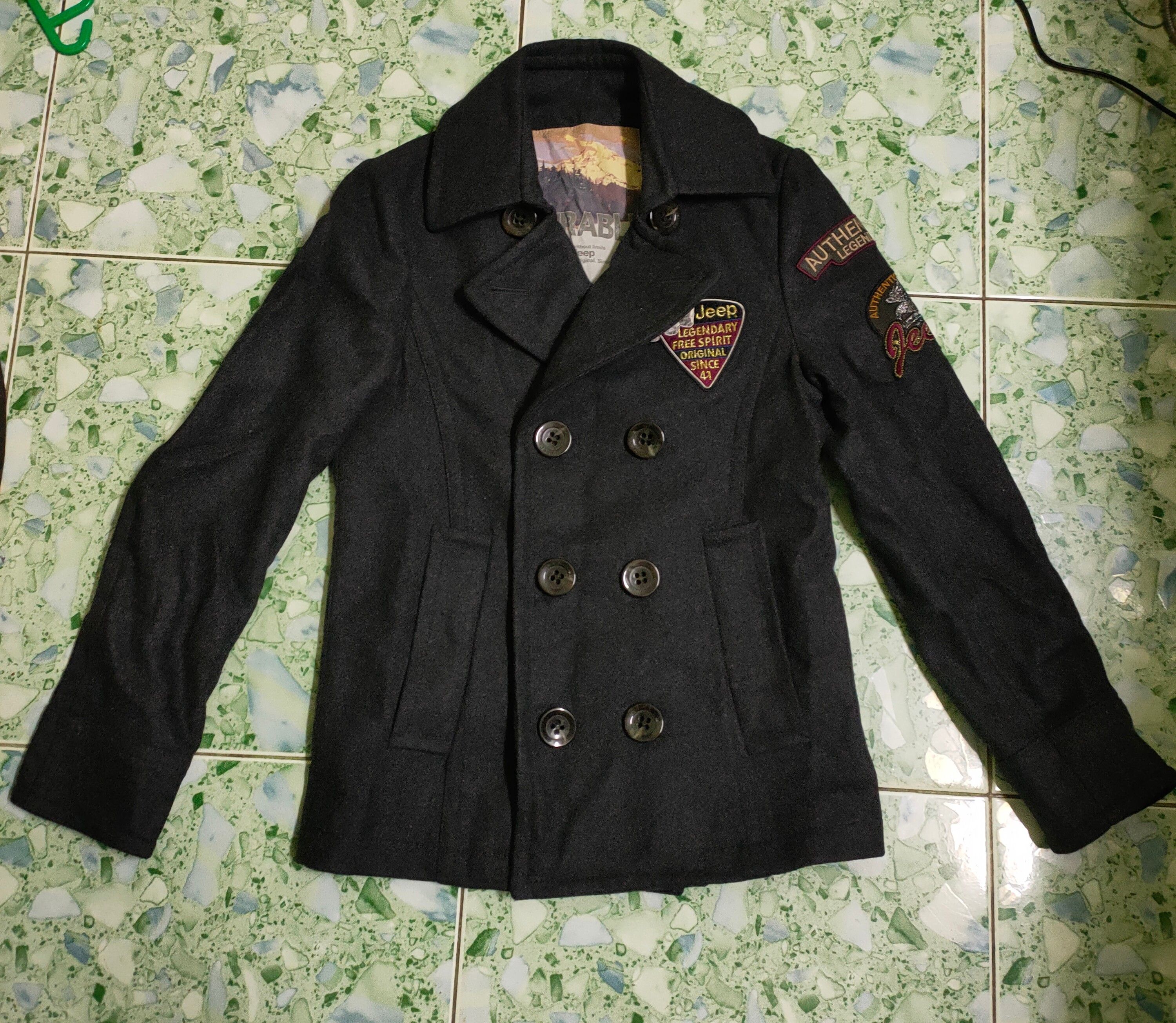 Jeep Stylist Double Breasted Peacoat with patches Size 34S - 1 Thumbnail