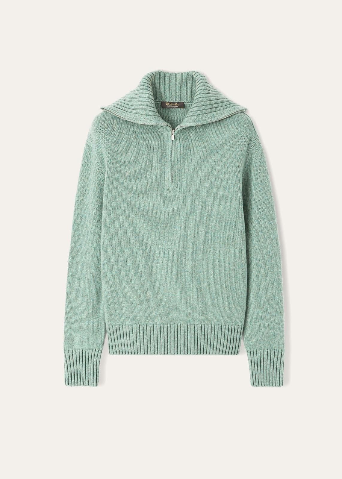 Loro Piana o1srvl11e0824 Parksville 23 Half Zip Sweater in Mint Size XS / US 0-2 / IT 36-38 - 1 Thumbnail