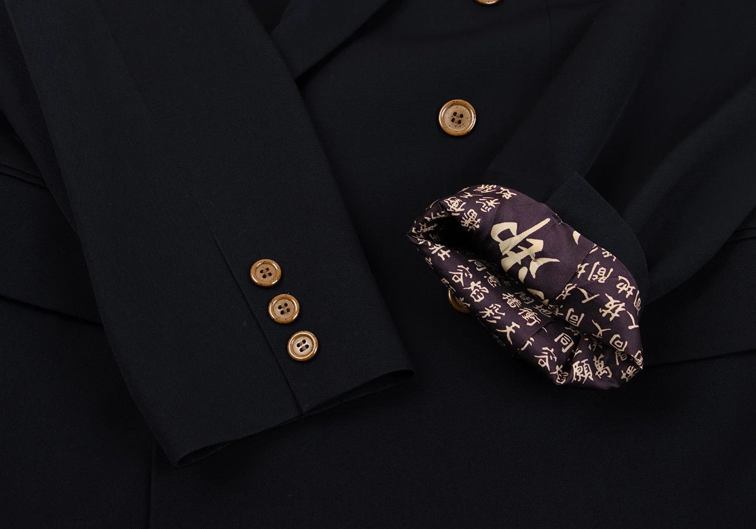 Jean Paul Gaultier Double-Breasted Jacket with Kanji Print in Navy 48 Size US M / EU 48-50 / 2 - 9 Thumbnail