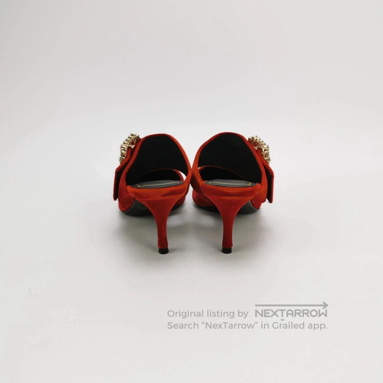 Roger Vivier Roger Vivier Red Velvet Pointed-Toe Slippers. Size US 4.5 / IT 34.5 - 3 Thumbnail