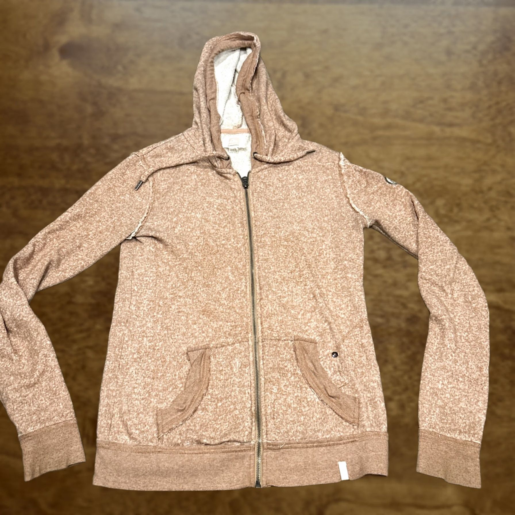 Quiksilver Quiksilver Jacket Hooded Cotton Blend Beige S Womens Mid-Length Zip Full Zip Casual Basic Jacket Size S / US 4 / IT 40 - 1 Thumbnail