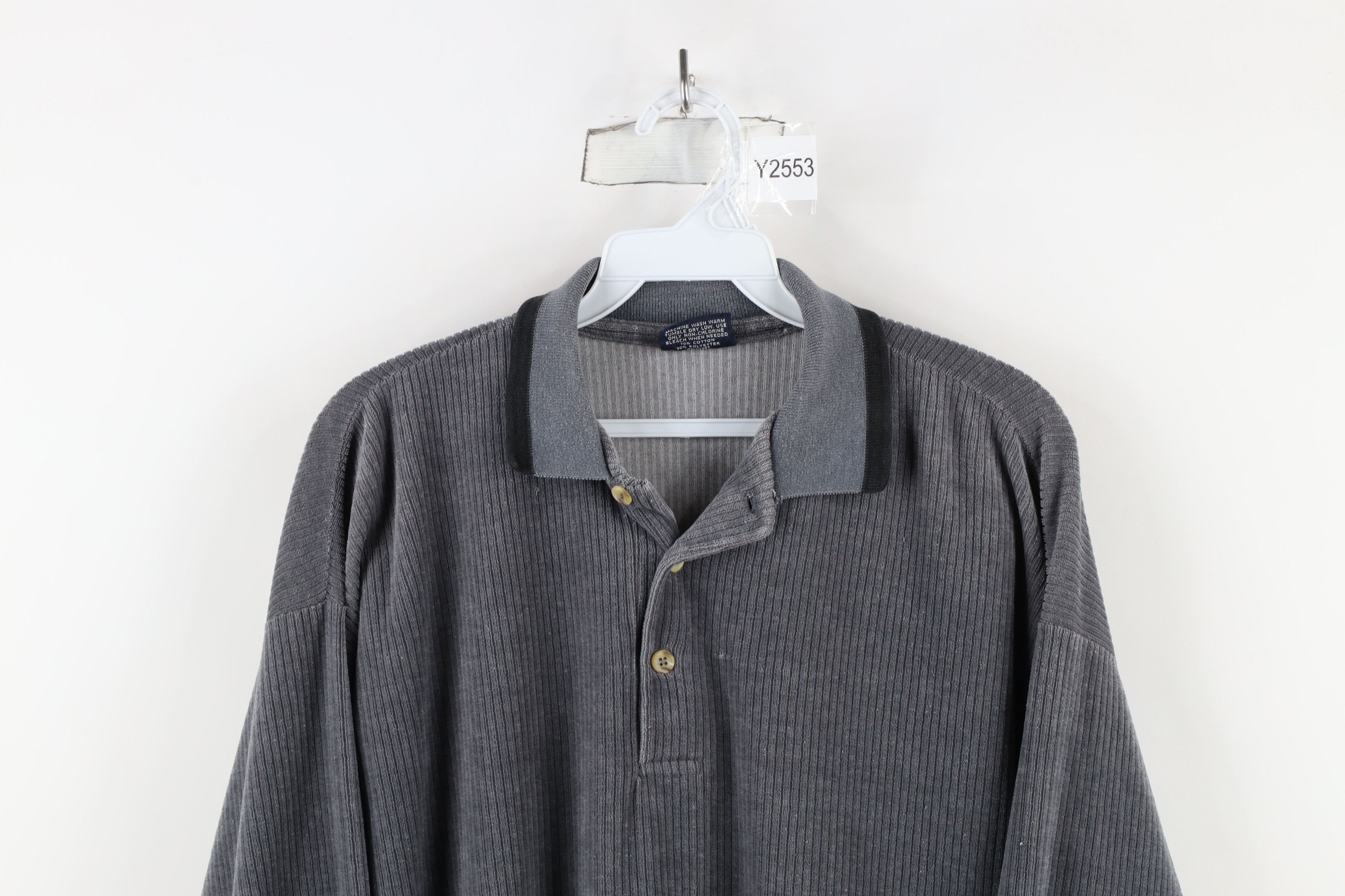 Vintage Vintage 90s Streetwear Fleece Collared Polo Sweater Gray USA Size US XL / EU 56 / 4 - 2 Thumbnail
