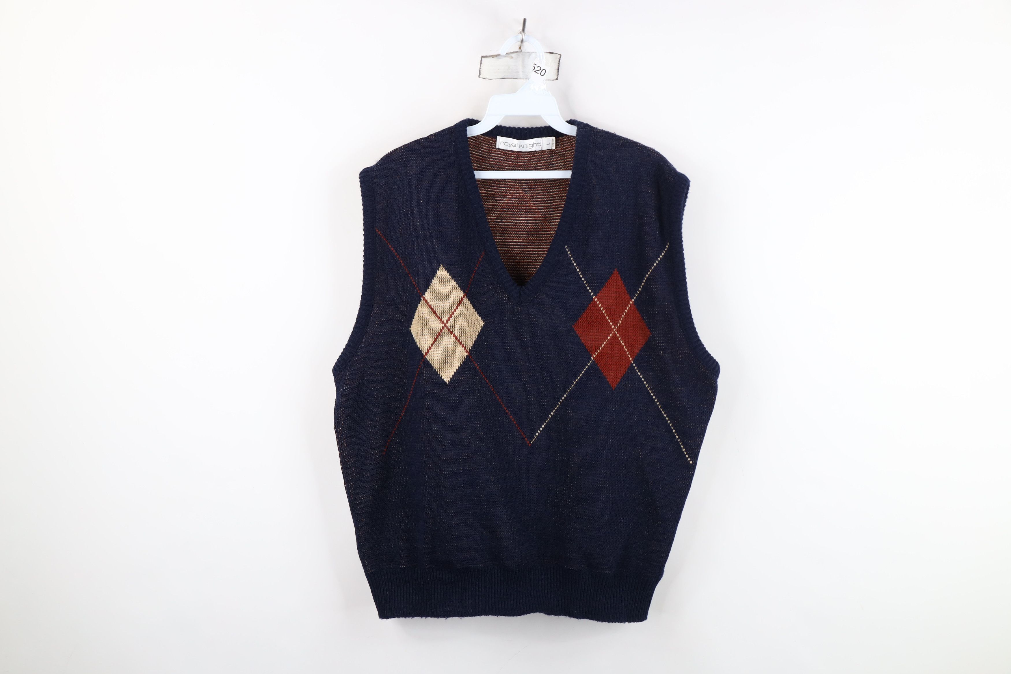 Vintage Vintage 70s Streetwear Diamond Knit V-Neck Sweater Vest USA Size US L / EU 52-54 / 3 - 1 Thumbnail