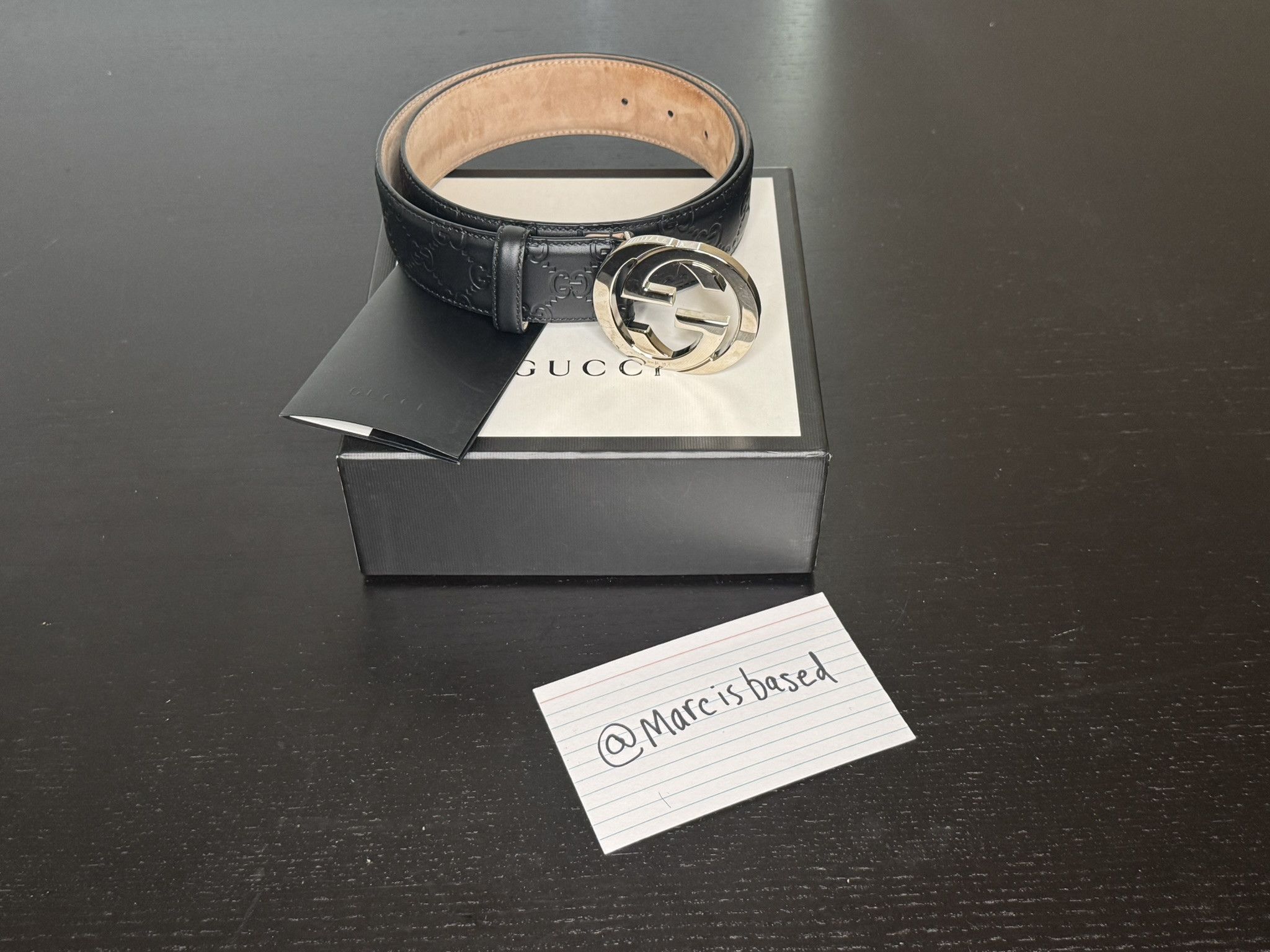 Gucci Gucci Black Leather Belt 411924 GG Buckle 85cm/33.5in  display picture 3