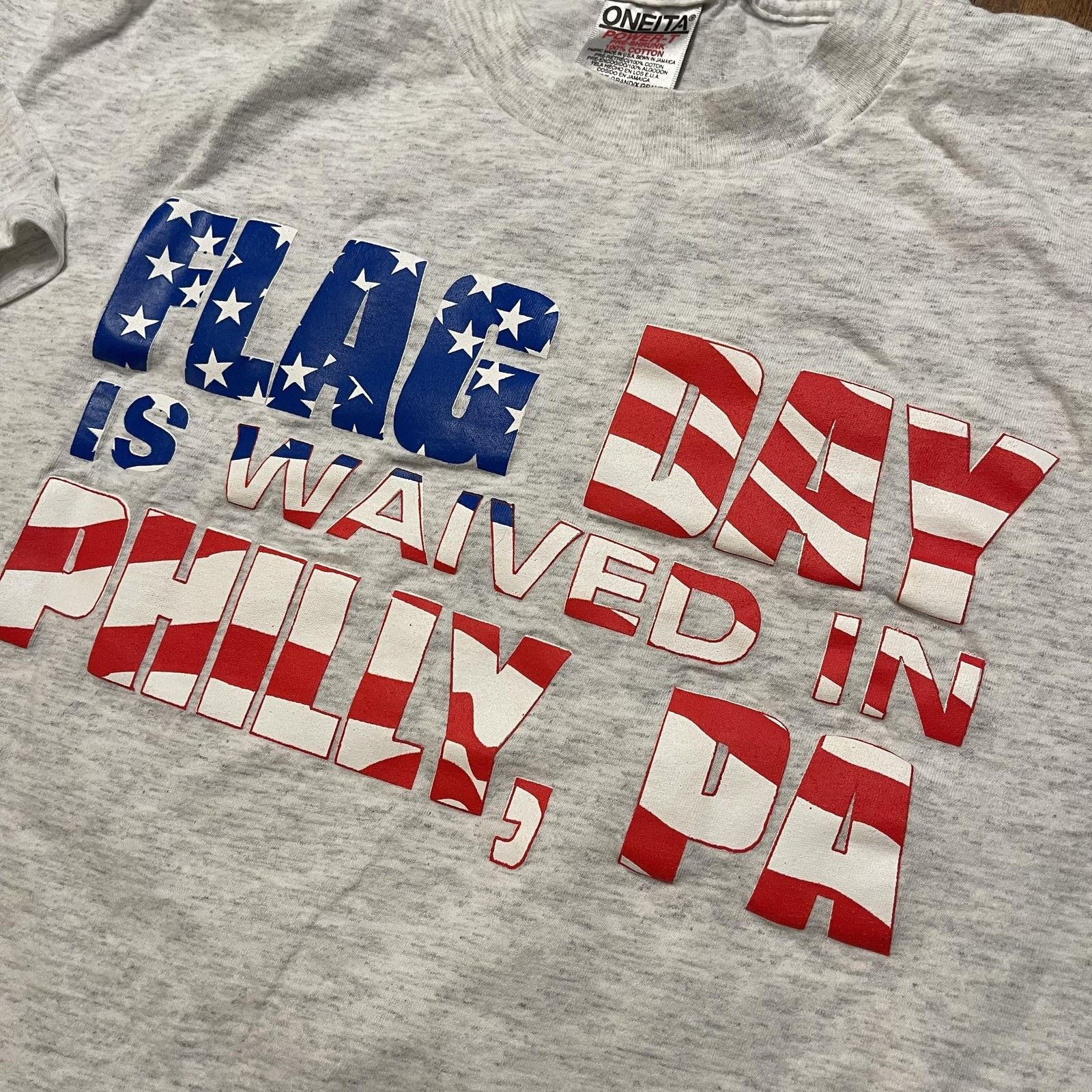 Vintage Vtg Oneita Flag Day Shirt L Philly PA USA Patriotic 90s Size US L / EU 52-54 / 3 - 4 Thumbnail