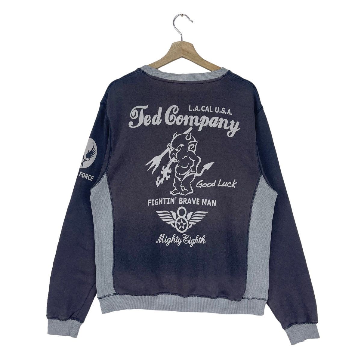 Tedman × Vintage Devil Air Force Black Faded Sweatshirt Size US M / EU 48-50 / 2 - 1 Thumbnail