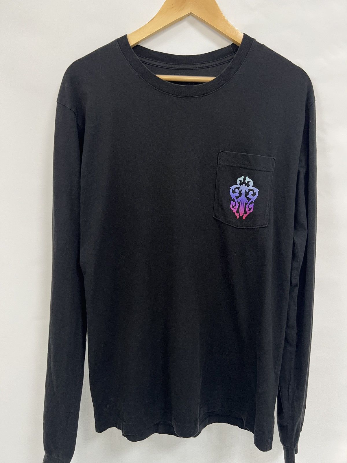 image of Chrome Hearts Chrome Heart Gradient Horseshoe Long Sleeve in Black, Men's (Size Large)