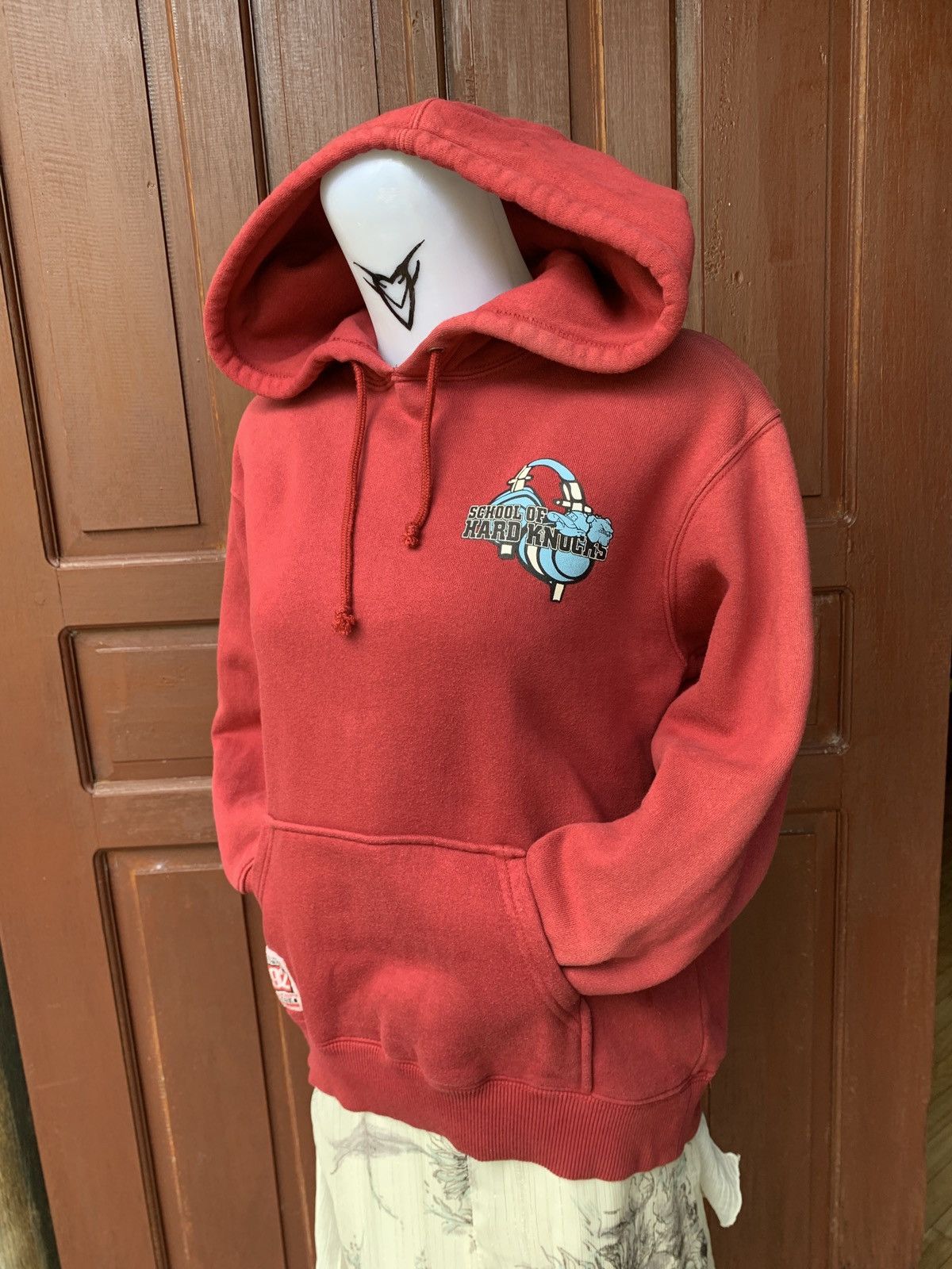 Japanese Brand × Vintage y2k School of Hard Knocks DJ Hip Hop Burgundy Graphic Hoodie Size S / US 4 / IT 40 - 4 Thumbnail