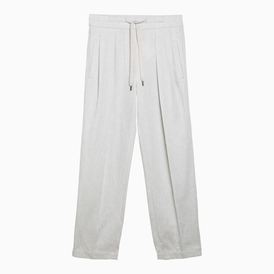 Brunello Cucinelli o1d2blof0824 Linen-Blend Trousers in White Size 27" / US 4 / IT 40 - 1 Thumbnail