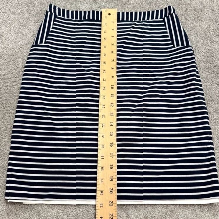 Vintage Margaret M Skirt Knee Length Pencil Womens Large Navy White Striped Work Casual Size 36" / US 14 / IT 50 - 7 Thumbnail