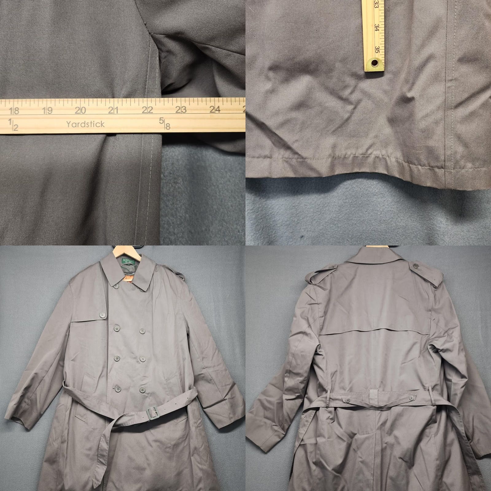 Doublet VINTAGE Hill & Archer Trench Coat Mens 42R Gray Double Breasted Belted Liner Coat Size US XS / EU 42 / 0 - 8 Thumbnail