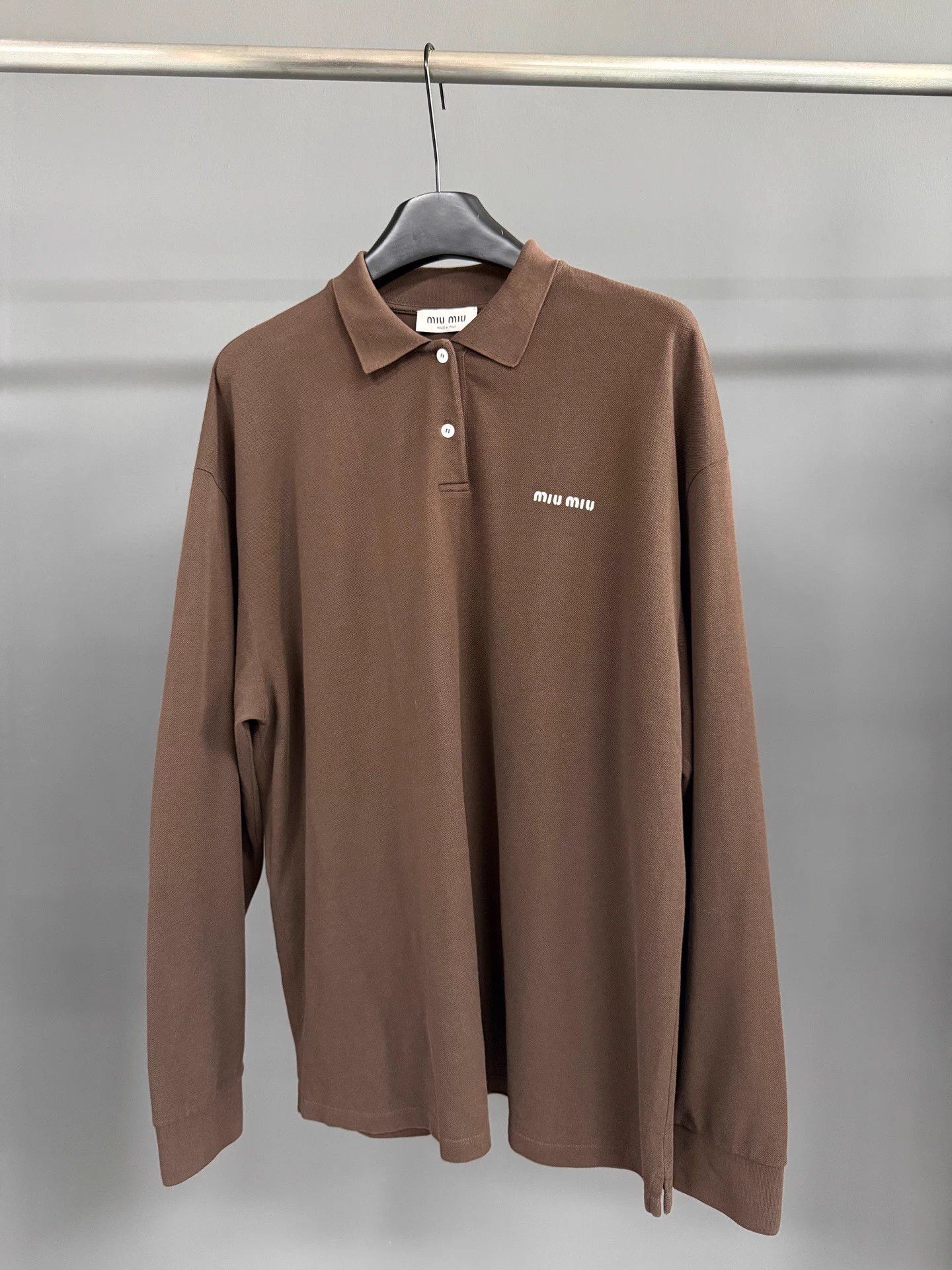 Miu Miu Miu Miu SS25 Long Sleeve Polo Shirt Brown XL Size XL / US 12-14 / IT 48-50 - 1 Thumbnail