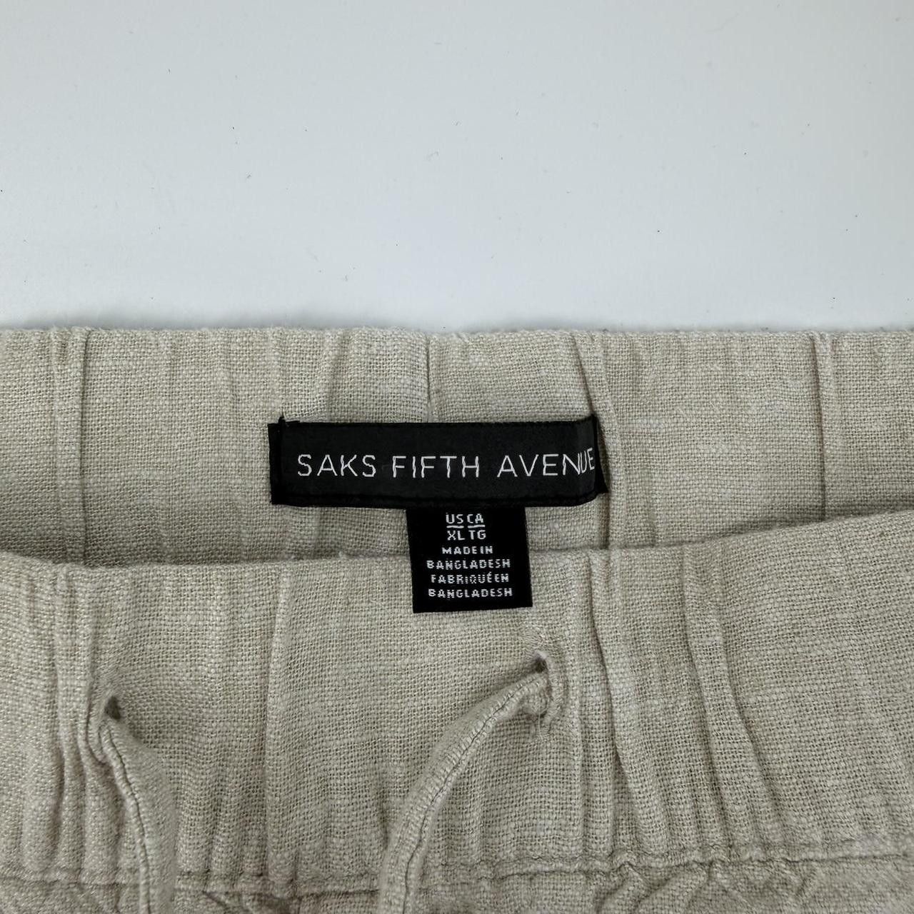Saks Fifth Avenue Saks Fifth Avenue Tan White Linen Pants Cuffed Hem Size XL Size 38" / US 16 / IT 52 - 2 Thumbnail