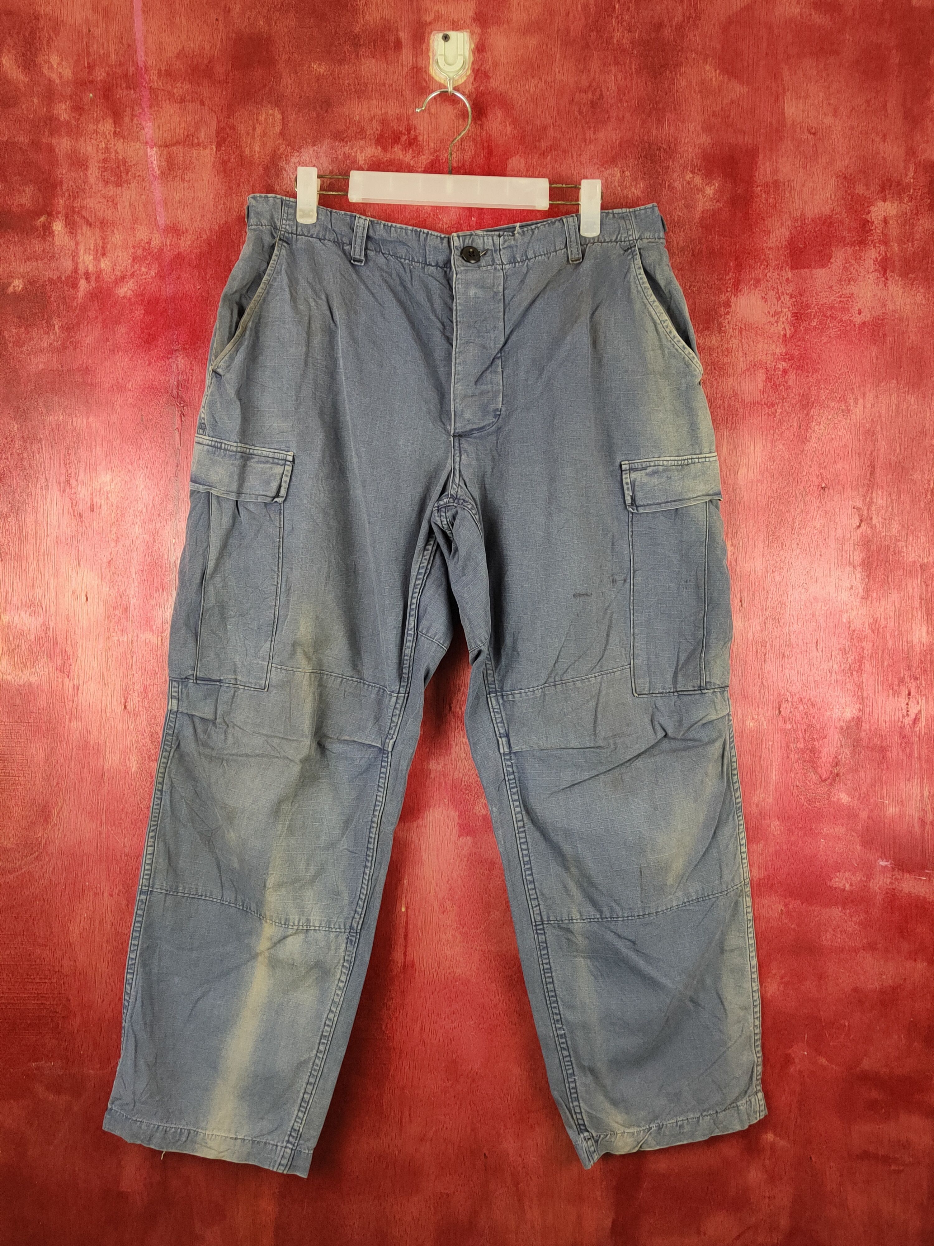 image of Vintage Blue Faded Multipocket Cargo Pants S1790, Men's (Size 31)