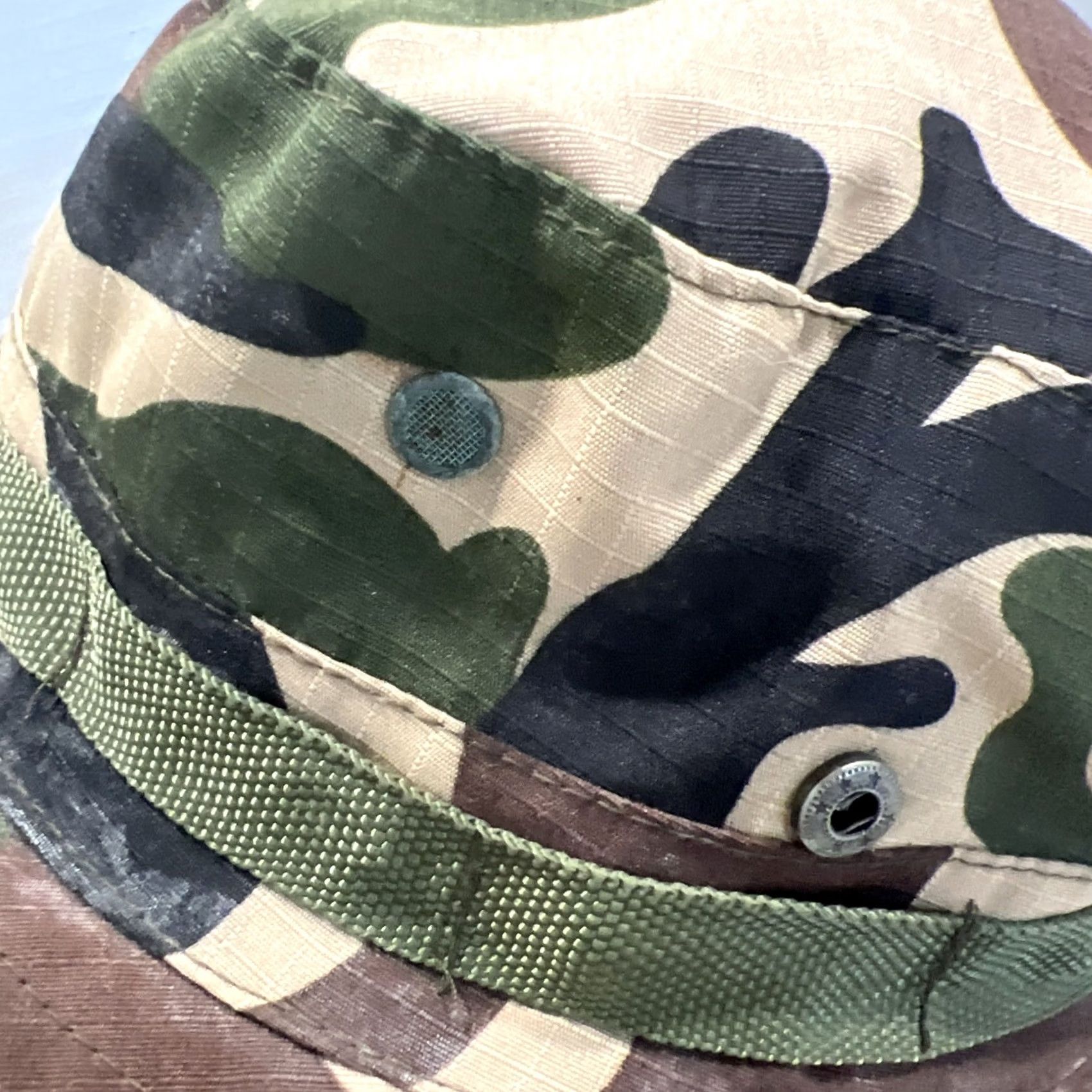Vintage VINTAGE Military Boonie Bucket Hat Rip stop Camouflage Snaps Chin Strap Size ONE SIZE - 7 Thumbnail