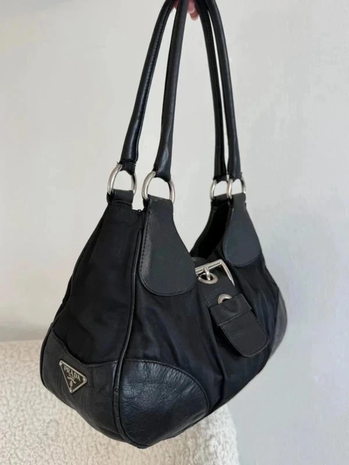 Prada Prada nylon buckle half moon shoulder bag in black Size ONE SIZE - 2 Thumbnail