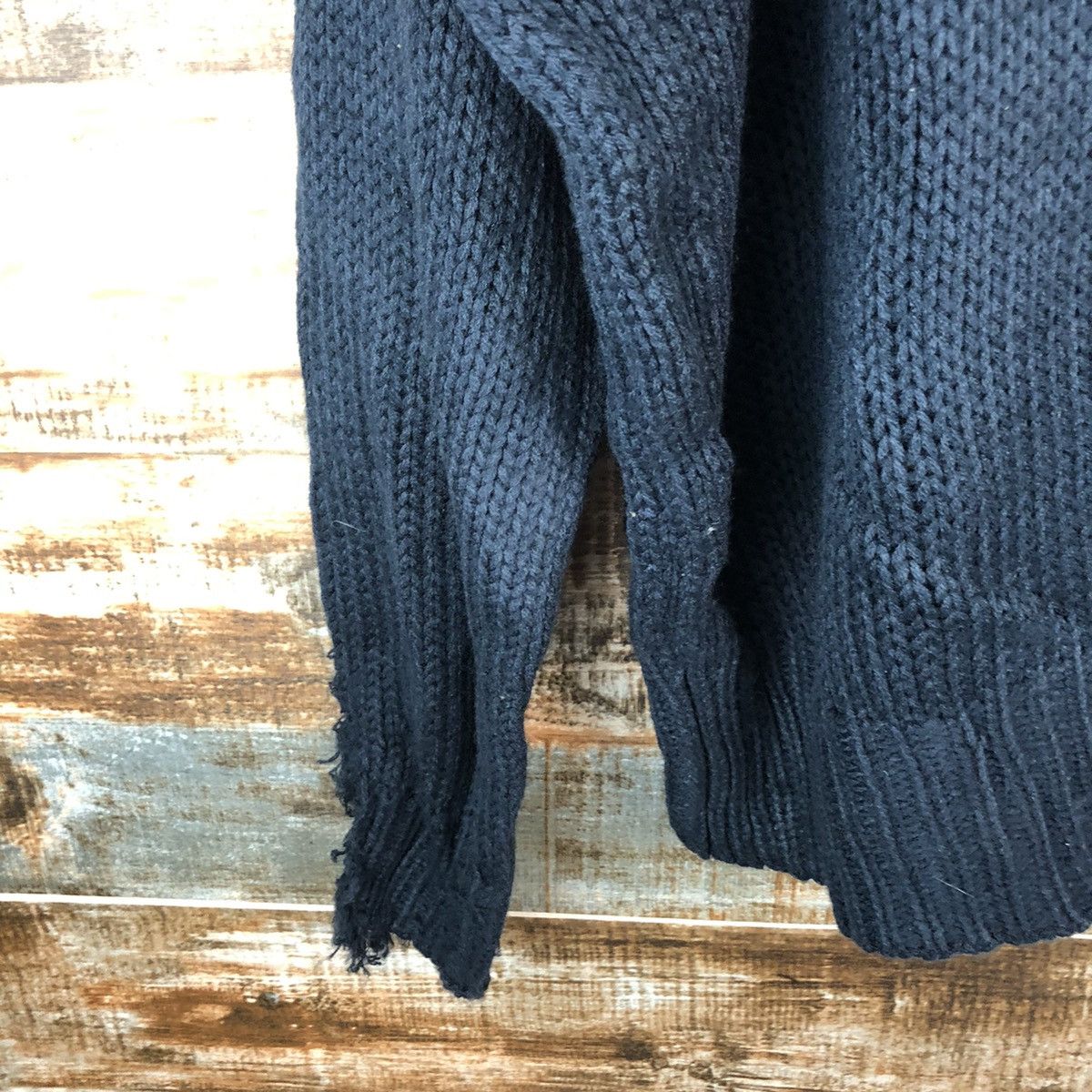 Homespun Knitwear × Japanese Brand RCWB Dark Blue Turtle Neck ripped Knitwear #A1355 Size M / US 6-8 / IT 42-44 - 7 Thumbnail
