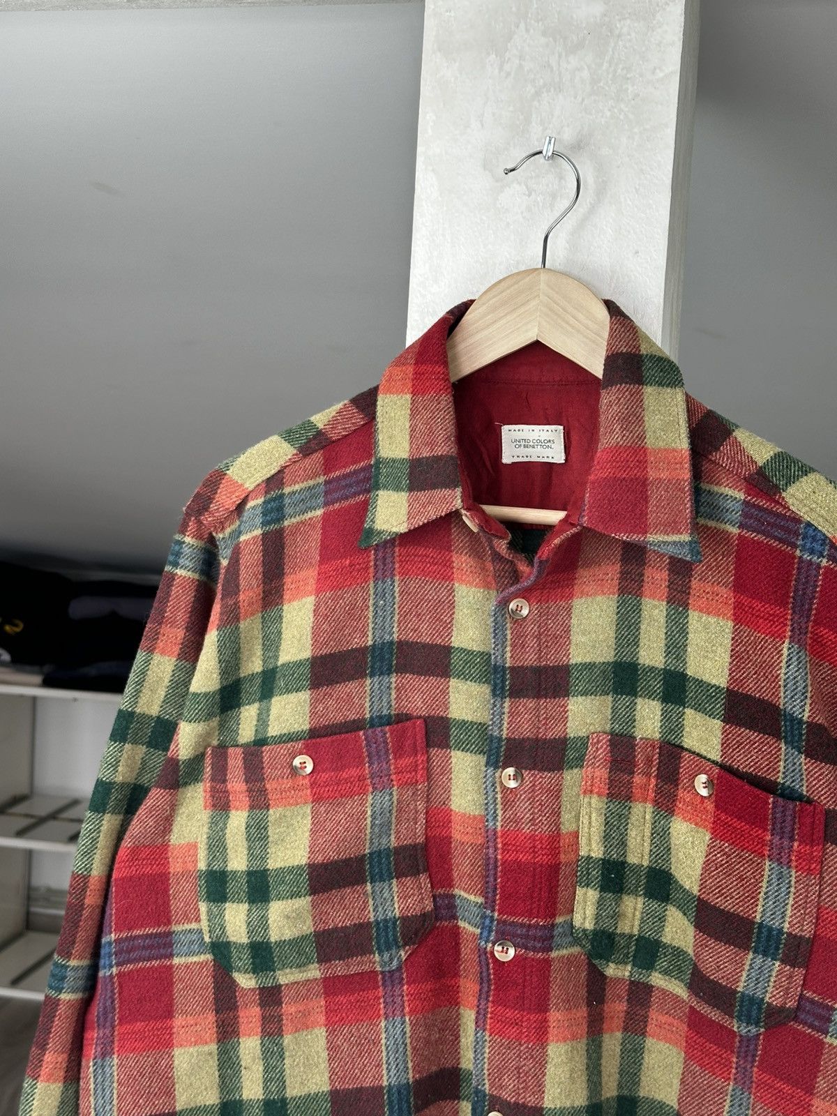 Vintage Vintage Benetton Style Wool Flannel Shirt Size US L / EU 52-54 / 3 - 2 Thumbnail
