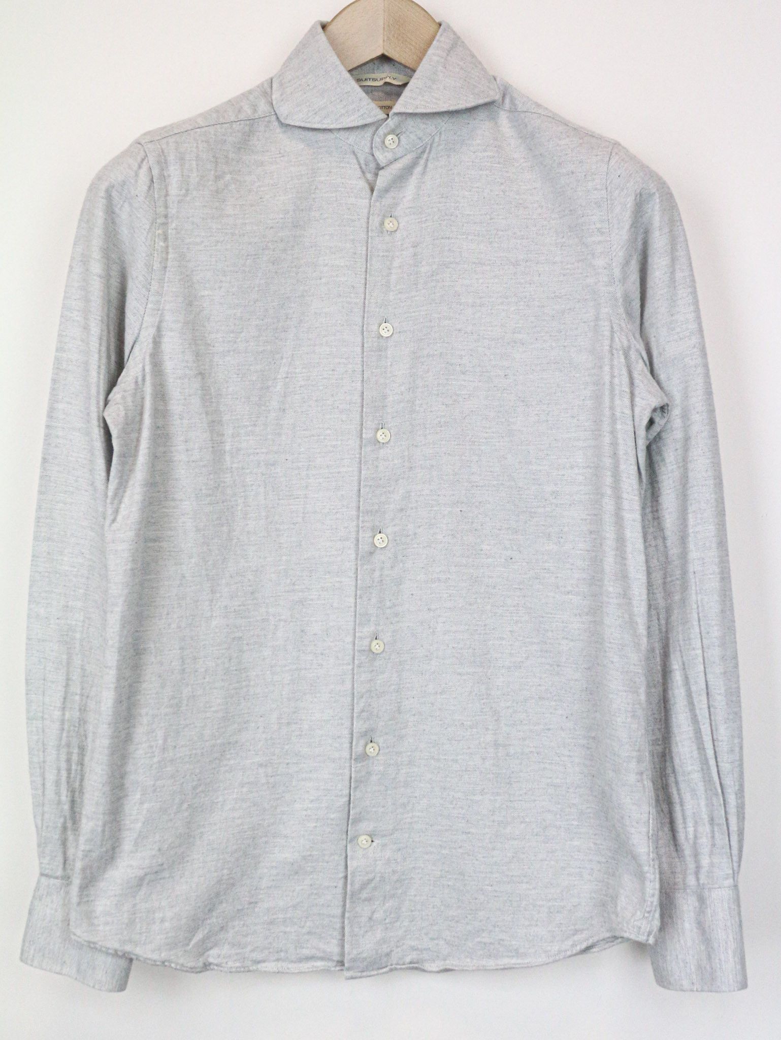 Suitsupply 35/36/13 1/2 Grey Cotton Cutaway Shirt 77097 Size 36R - 1 Thumbnail