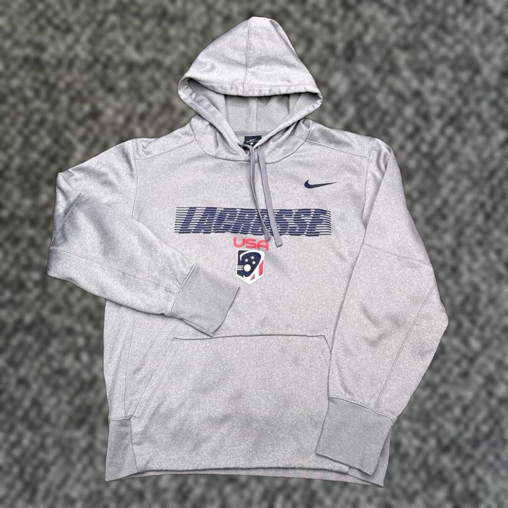 Nike Nike USA Lacrosse Hoodie Mens Small Gray Sweatshirt Team USA Therma PO Hoody Size US S / EU 44-46 / 1 - 1 Thumbnail