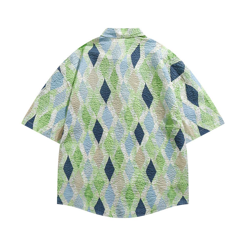 Japanese Brand × Vintage Men's hip-hop trendy diamond check loose casual shirt Size US M / EU 48-50 / 2 - 2 Thumbnail