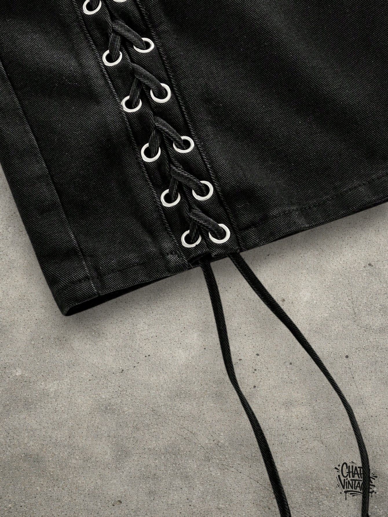 Vintage Opium black denim shorts Size US 32 / EU 48 - 3 Thumbnail